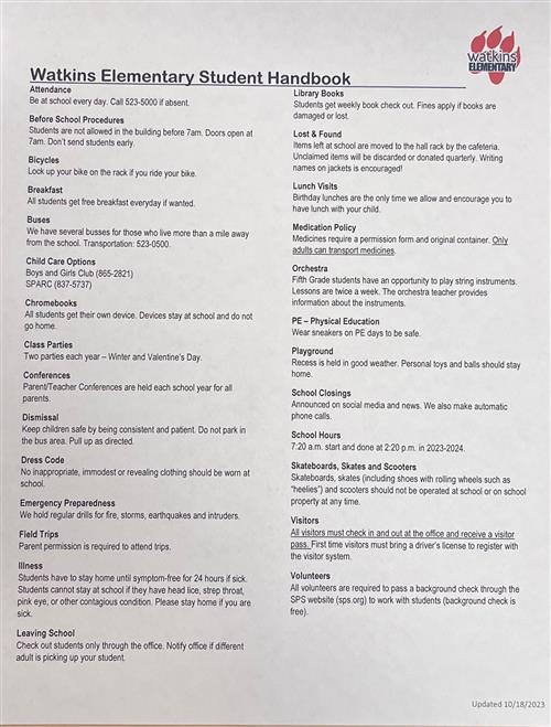 Watkins Student Handbook